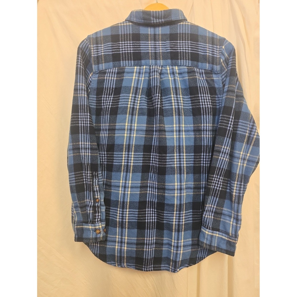 L.L.Bean Women's Small Blue Plaid Flannel Shirt Button Up Cottagecore Outdoor - Picture 6 of 8